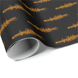 Orange Schwarz Rudern Ruderer Crew Mannschaft Wass Geschenkpapier