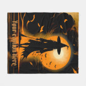 Orange, Schwarz, Silhouette Hexe, benutzerdefinier Fleecedecke (Vorderseite (Horizontal))