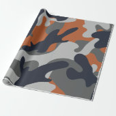 Orange, Schwarz und Gray Camouflage Style Geschenkpapier (Ungerollt)