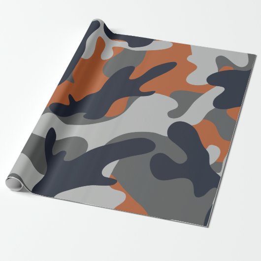 Orange, Schwarz und Gray Camouflage Style Geschenkpapier (Ungerollt)