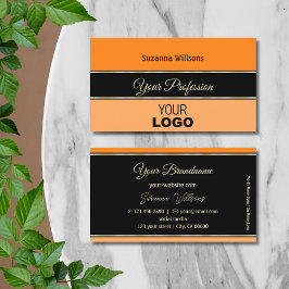Orange Schwarz und Pfirsichstreifen Stilvoll mit L Visitenkarte