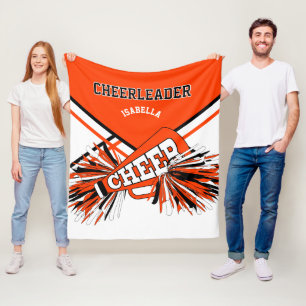 Orange, Schwarz und Weiß 📣 Cheerleader Fleecedecke