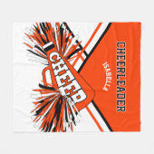 Orange, Schwarz und Weiß 📣 Cheerleader Fleecedecke (Vorderseite (Horizontal))