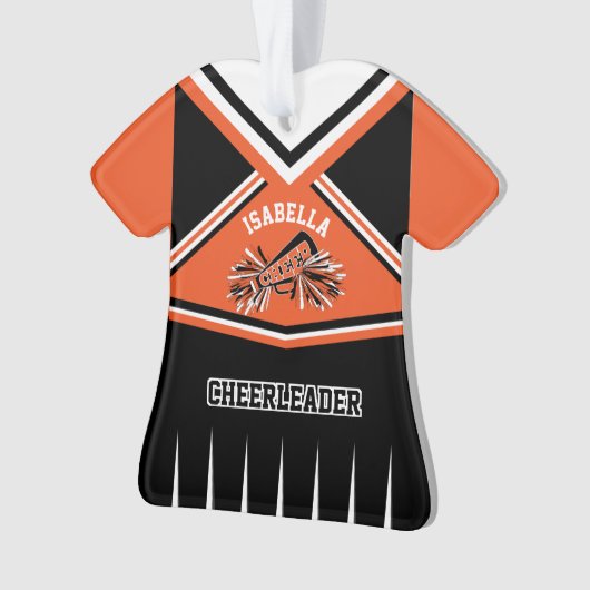 Orange, Schwarz und Weiß Cheerleader 📣 💖 Outfit Ornament (Vorderseite)