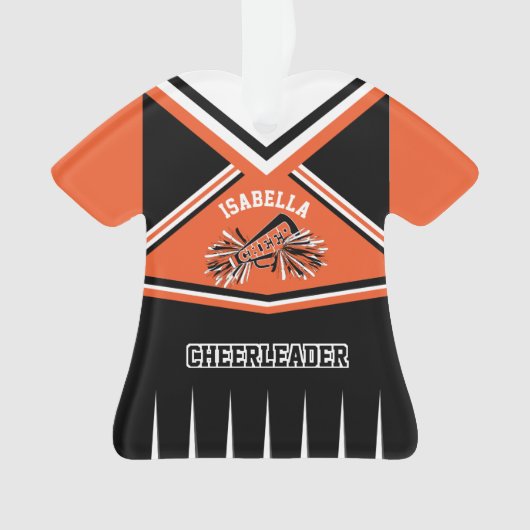 Orange, Schwarz und Weiß Cheerleader 📣 💖 Outfit Ornament (Vorderseite)