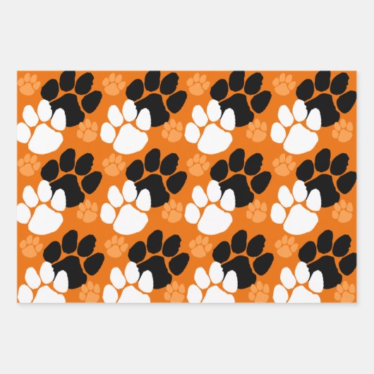 Orange, Schwarz und Weiß Geschenkpapier Set (Vorderseite 3)