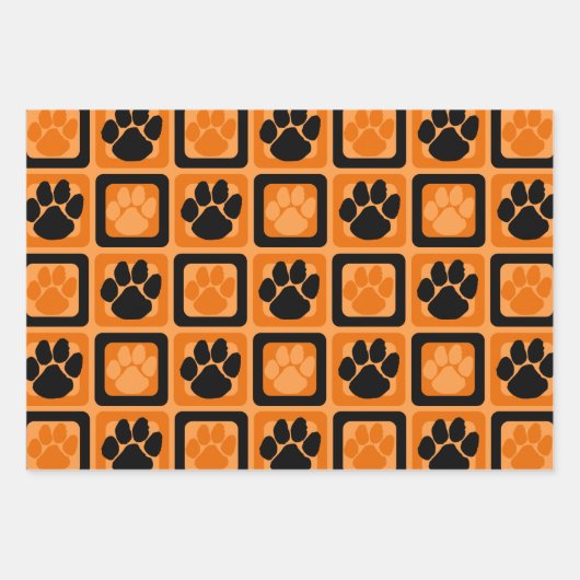 Orange, Schwarz und Weiß Geschenkpapier Set (Vorderseite)