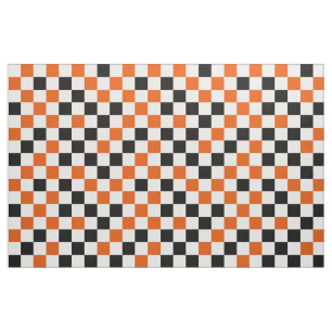 Orange Schwarz und Weiß Kariert  Stoff