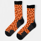Orange, Schwarz und Weiß Poke A Dot Design Socken (Links)