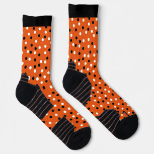 Orange, Schwarz und Weiß Poke A Dot Design Socken