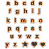 Orange Schwarz Unterbuchstaben Buchstaben Alphabet Aufkleber (Vorderseite)