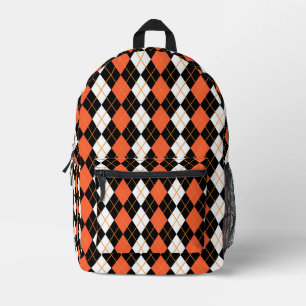 Orange Schwarz Weiß Argyle Diamant Design  Bedruckter Rucksack