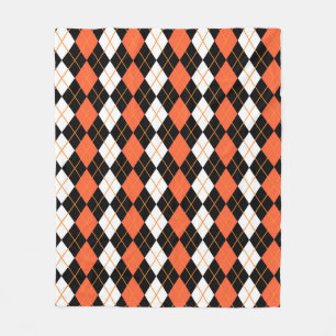 Orange Schwarz Weiß Argyle Diamant Design Fleecedecke