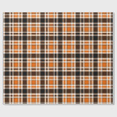 Orange Schwarz-weiß Flannel Tartan Muster Design Geschenkpapier (Flach)
