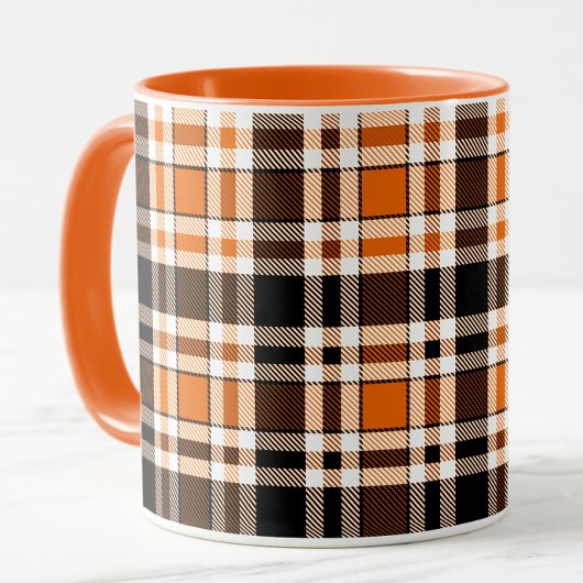 Orange Schwarz-weiß Flannel Tartan Muster Design Tasse