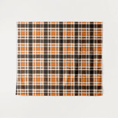 Orange Schwarz-weiß Flannel Tartan Muster Design Wandteppich (Vorderseite (Horizontal))