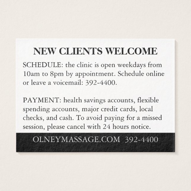 Orange, Schwarz, Weiß für Massagen und Ästhetik (Rückseite)