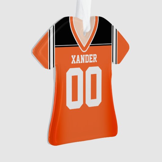 Orange/Schwarz/Weiß Fußball Jersey Ornament (Vorderseite)