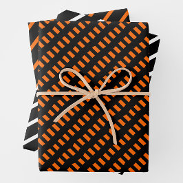 Orange, Schwarz & Weiß Geschenkpapier Set