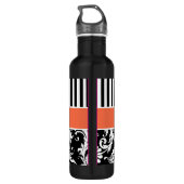 Orange, schwarz, weiß gestreifte Damaskus Edelstahlflasche (Rückseite)