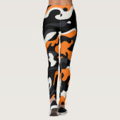 Orange Schwarz-weiß Ghosting Camouflage Camouflage Leggings (Rückseite)