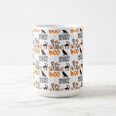 ORANGE SCHWARZ-WEISS HALLOWEEN CROWS BOO KAFFEETASSE (Mittel)