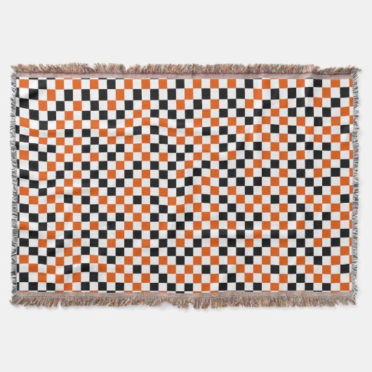 Orange Schwarz-Weiß kariert Decke (Vorderseite)