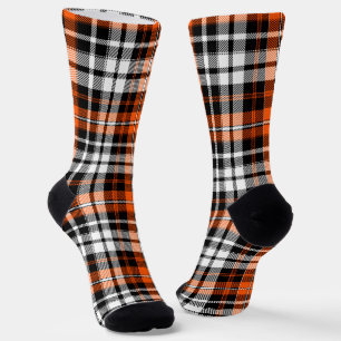 Orange Schwarz Weiß Kariert Tartan Muster Design  Socken