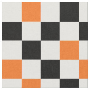 Orange Schwarz Weiß kariertes Musterdesign  Stoff