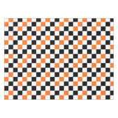 Orange Schwarz Weiß kariertes Musterdesign  Tischdecke (Vorderseite (Horizontal))