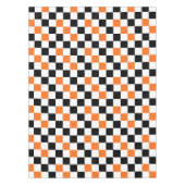 Orange Schwarz Weiß kariertes Musterdesign  Tischdecke (Vorderseite)