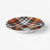 Orange Schwarz Weiß Kariertes Tartan Muster Design Pappteller (Gewinkelt)