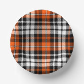Orange Schwarz Weiß Kariertes Tartan Muster Design Pappteller (Vorderseite)