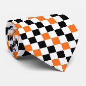 Orange Schwarz Weiß Karomuster Design  Krawatte (Gerollt)