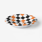Orange Schwarz Weiß Karomuster Design Pappteller (Gewinkelt)