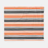 Orange Schwarz Weiß Streifen Muster Design  Fleecedecke (Vorderseite (Horizontal))