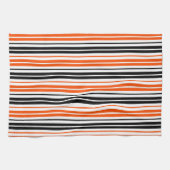 Orange Schwarz Weiß Streifen Muster Design Geschirrtuch (Horizontal)