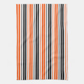 Orange Schwarz Weiß Streifen Muster Design Geschirrtuch (Vertikal)