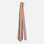 Orange Schwarz Weiß Streifen Muster Design Krawatte (Vorderseite)
