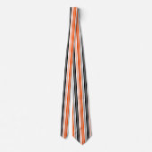 Orange Schwarz Weiß Streifen Muster Design Krawatte (Rückseite)