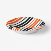 Orange Schwarz Weiß Streifen Muster Design Pappteller (Gewinkelt)