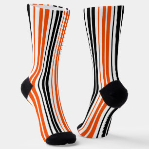 Orange Schwarz Weiß Streifen Muster Design  Socken