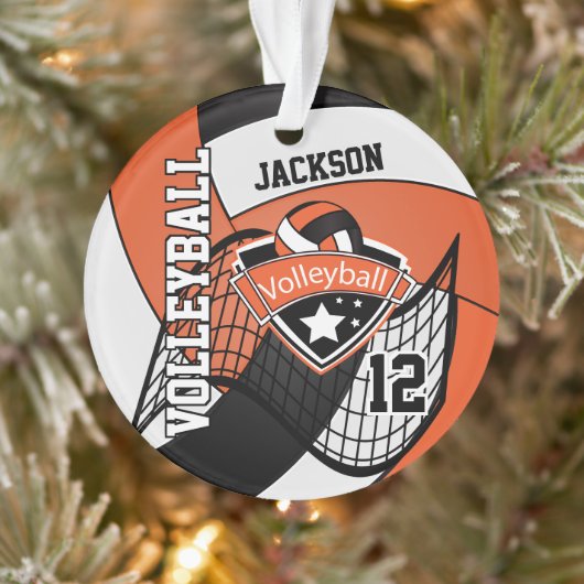Orange, Schwarz-Weiß-Volleyball 🏐 Ornament (Baum)