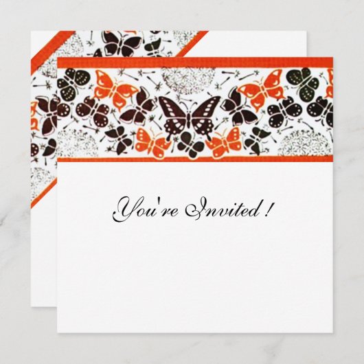 ORANGE SCHWARZ-WEISSE EXTRAVAGANTE SCHALTFLÄCHEN EINLADUNG (Vorne/Hinten)