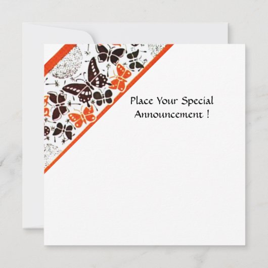 ORANGE SCHWARZ-WEISSE EXTRAVAGANTE SCHALTFLÄCHEN EINLADUNG (Rückseite)