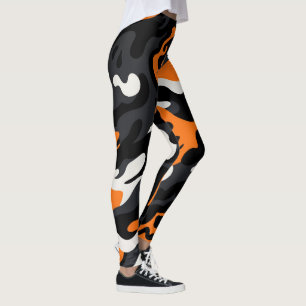 Orange Schwarz Weiße Geisterhafte Tarnung Tarnopti Leggings