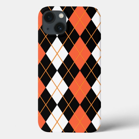 Orange Schwarz-weiße Raute Diamond Design Case-Mate iPhone Hülle (Rückseite)