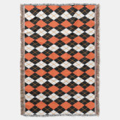 Orange Schwarz-weiße Raute Diamond Design Decke (Vorderseite Vertikal)