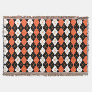 Orange Schwarz-weiße Raute Diamond Design Decke