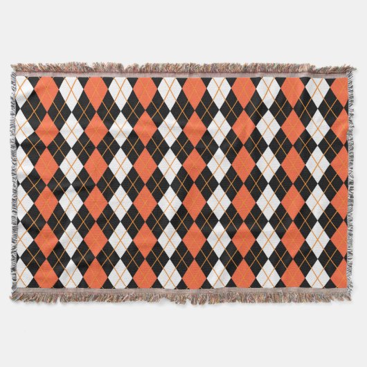 Orange Schwarz-weiße Raute Diamond Design Decke (Vorderseite)